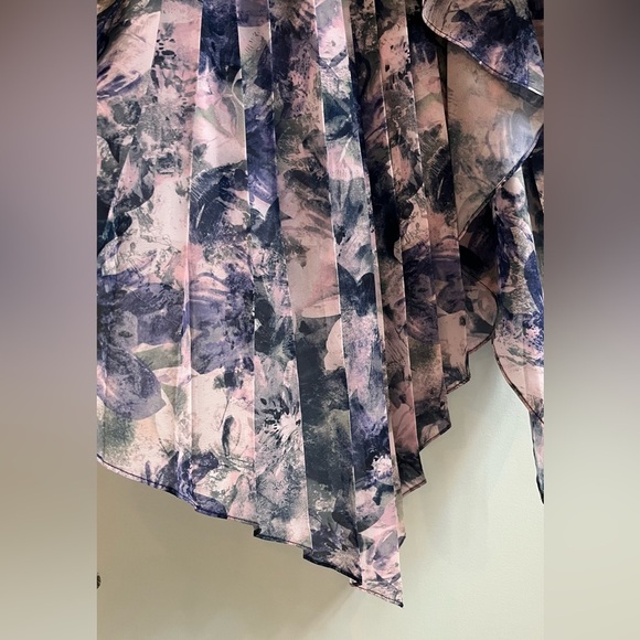 Kay Unger Dress NWT Size 8 Kaylee Floral One Shoulder Ruffle Midi Dress - Picture 9 of 15